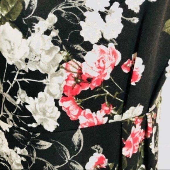 Banana Republic Factory Floral Pleat Sheath Dress Black 4 - Picture 3 of 6